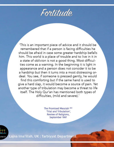 Tarbiyyat five moral values - Fortitude