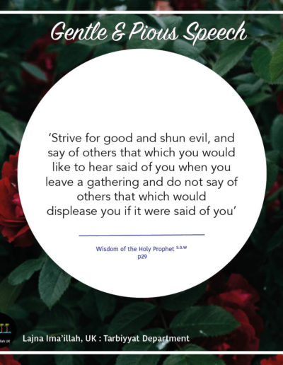 Tarbiyyat five moral values - Gentle and pious speech