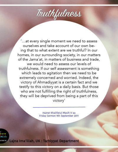 Tarbiyyat five moral values - Truthfulness