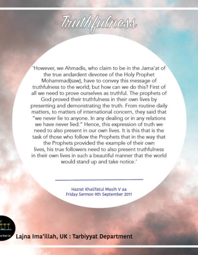 Tarbiyyat five moral values - Truthfulness