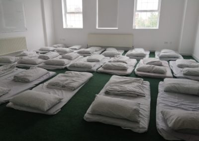Sleeping arrangements at the Darul Barakat Mosque Birmingham